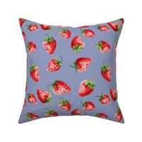Sweet Strawberries on blue / serenety with small polka dots - small scale