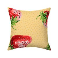 Sweet Strawberries on sunny yellow with small polka dots - large scale