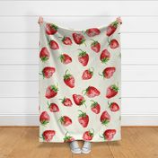 Sweet Strawberries on off white neutral with small white polka dots - large scale