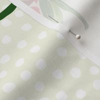 Sweet Strawberries on off white neutral with small white polka dots - large scale