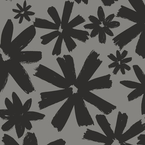 Abstract Floral Brush Strokes in dark gray (L)