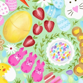 Easter Charcuterie board green wallpaper scale