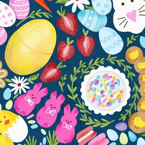 Easter Charcuterie board navy wallpaper scale