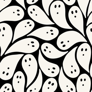 Fun Simple Ghosts for Kids Halloween in Black + Cream LG SCALE