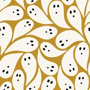 Fun Simple Ghosts for Kids Halloween in Burnt Orange Black + Cream LG SCALE