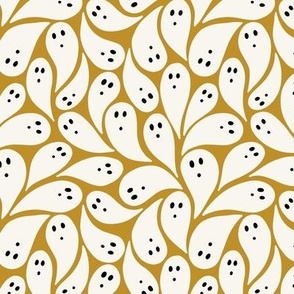 Cute Playful Ghosts for Kids Halloween in Burnt Orange Black + Cream SM Scale