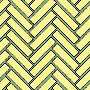(S) Modern Bold Geometric Chevron Herringbone Brick in Bright Yellow and Green