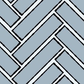 (M) Modern Bold Geometric Chevron Herringbone Brick in Serenity Blue