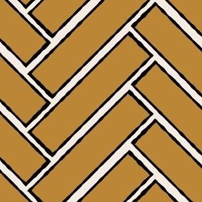 (M) Modern Bold Geometric Chevron Herringbone Brick in Bronze Brown