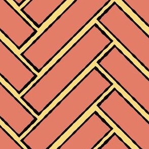 (M) Modern Bold Geometric Chevron Herringbone Brick in Terra Cotta Red