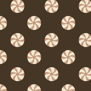 Neutral christmas peppermint candy on brown