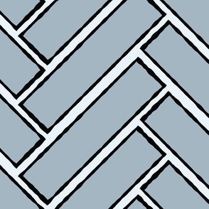 (L) Modern Bold Geometric Chevron Herringbone Brick in Serenity Blue