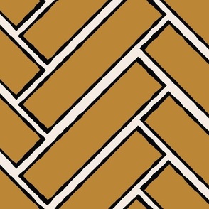 (L) Modern Bold Geometric Chevron Herringbone Brick in Bronze Brown
