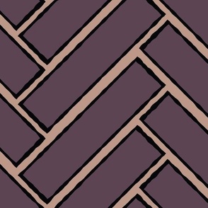 (L) Modern Bold Geometric Chevron Herringbone Brick in Eggplant Violet Purple