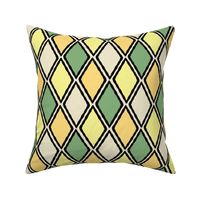(M) Colorful Geometric Harlequin Diamonds in Bright Yellow and Green