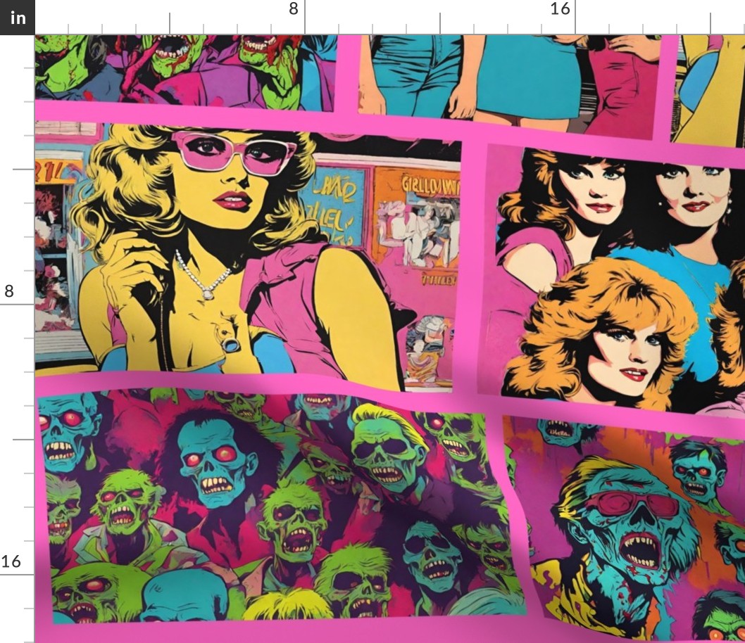 Zombies Verses 80s Valley Girls Pop Art Fun! 