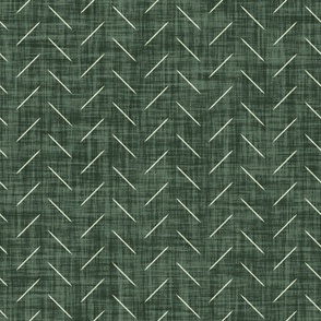 Minimal herringbone on linen texture simple off white arrow lines on dark green