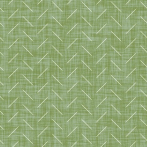 Minimal herringbone on linen texture simple off white arrow lines on cactus green