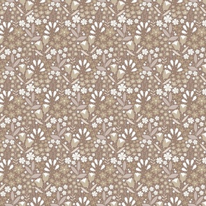 XS / Ethereal Blooms - Earth Brown - Earth Tones - Monochromatic - Florals - Flowers - Botanicals - Nature - Roses - Tulips - Floral Wallpaper
