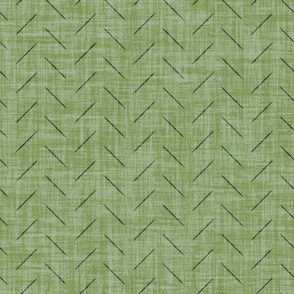 Minimal herringbone on linen texture simple dark green arrow lines on cactus green