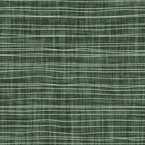 Hand drawn horizontal lines on subtle linen texture minimal off white organic stripes on dark green