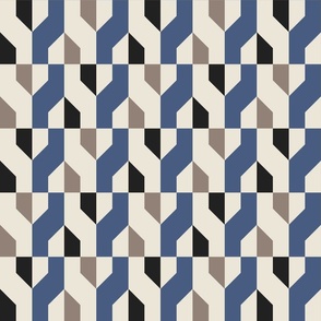 Retro weaved tiles mosaic blue greige