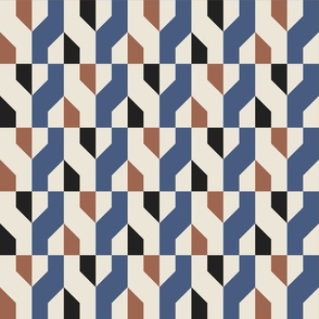 Retro weaved tiles mosaic blue terracotta