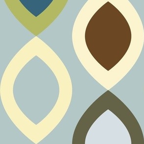 Abstract Modern Geometric in Teal Brown and Green - Large