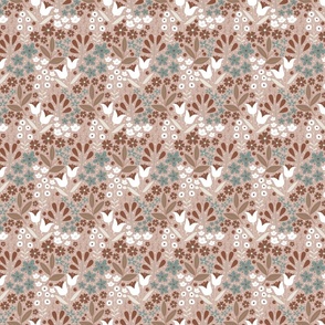 XS / Ethereal Blooms - Faded Terracotta - Florals - Flowers - Botanicals - Nature - Roses - Tulips - Floral Wallpaper - Earth Tones - Teal
