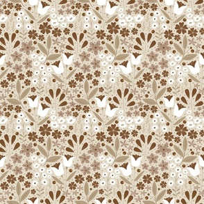 Small / Ethereal Blooms - Ivory Mist - Florals - Flowers - Monochromatic - Botanicals - Nature - Roses - Tulips - Floral Wallpaper - Earth Tones