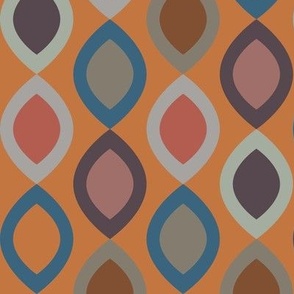 Abstract Modern Geometric in Teal Green Grey and Orange - Medium