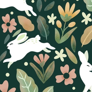 Jumping rabbits in the flower field (Small scale)