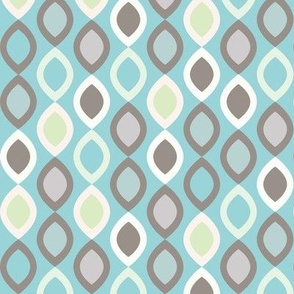 Abstract Modern Geometric in Green Cream Brown and Aqua Blue - Small