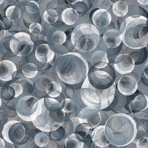 Modern Geometric Floating Bubbles Serene Wallscapes in blue, gray, white/silver hues - Perfect for Metallic Silver Wallpaper!