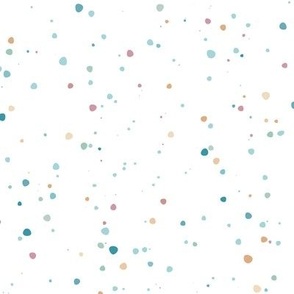 Pastel Rainbow Dots Scattered on a White Background