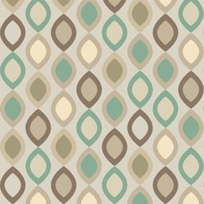 Abstract Modern Geometric in Green Cream Brown and Beige - Small
