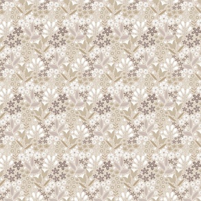 XS / Ethereal Blooms - Neutral Colors - Buttercups - Primrose - Earth Tones - Florals - Flowers - Botanicals - Nature - Monochromatic - Roses - Tulips - Floral Wallpaper