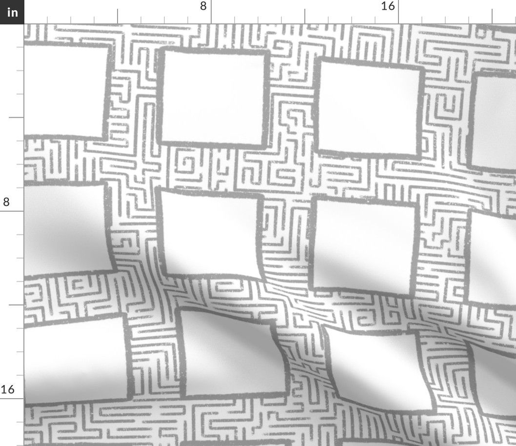 LARGE_Maze Behind Squares_Bright_Black and White Collection