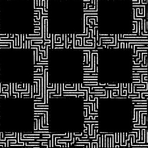 LARGE_Maze Behind Squares_Dark_Black and White Collection