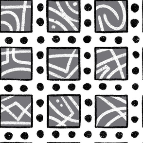 LARGE_Wild Squares and Dotted Grid_Black and white_Black and White Collection