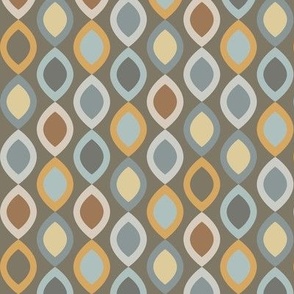Abstract Modern Geometric in Teal Yellow Orange and Brown - Small