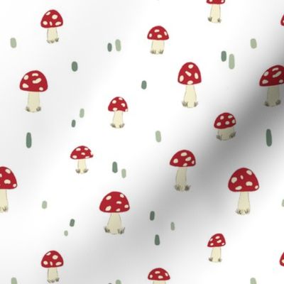 Hand Drawn Red and White Toadstools Small