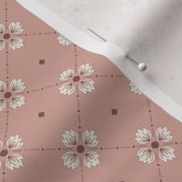 Simone: Ashes of Roses Tiled Floral, Small Scale Diagonal Dusky Rose Botanical