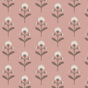 Naomi Floral: Dusky Rose & Brown Small Floral, Small Scale Botanical