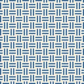 S ✹ Basket Weave in Creamy White and Blue for Home Decor