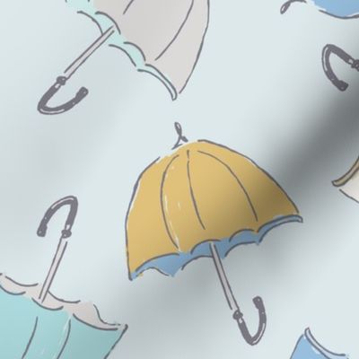 Umbrellas on a rainy day