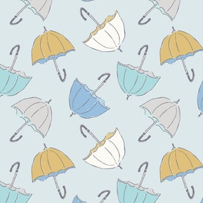 Umbrellas on a rainy day