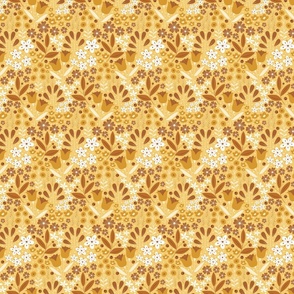 XS / Ethereal Blooms - Yellow and Brown - Florals - Flowers - Monochromatic - Botanicals - Nature - Roses - Tulips - Floral Wallpaper - Earth Tones