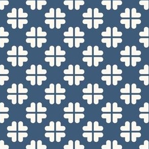 (S) Geometric clover - blue and cream tight