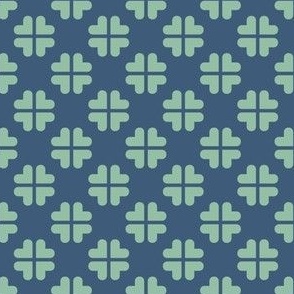 (S) Geometric clover - blue and green tight